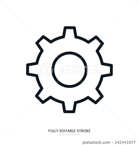 Black outline gear icon vector symbol isolated on white background Black outline gear icon vector symbol isolated on white background 142541077