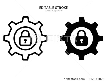 Gear and padlock icon vectors isolated on white background Gear and padlock icon vectors isolated on white background 142541078