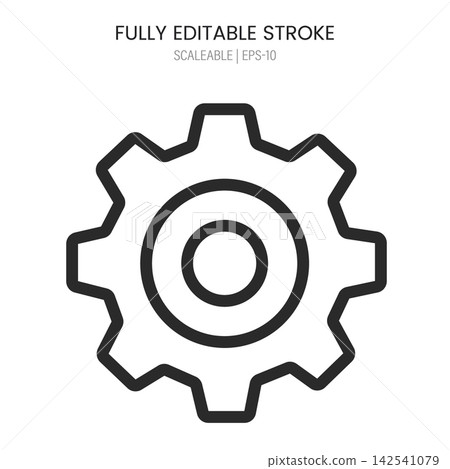 Gear icon vector illustration, simple line art style for technical settings, configuration, and mechanical maintenance Gear icon vector illustration, simple line art style for technical settings, configuration, and mechanical maintenance 142541079
