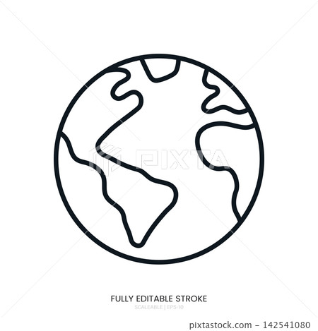 Globe icon vector illustration, simple line art style for global communication, travel, and geography concepts Globe icon vector illustration, simple line art style for global communication, travel, and geography concepts 142541080