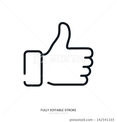A vector graphic illustration of a like hand sign icon isolated on white background 142541103