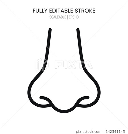 Simple line art icon of a human nose Simple line art icon of a human nose 142541145
