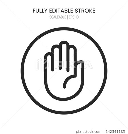 Vector icon of a hand gesture stop sign, isolated on white background Vector icon of a hand gesture stop sign, isolated on white background 142541185
