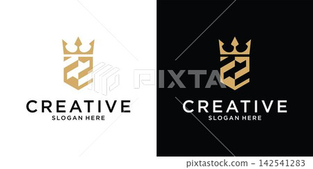 Initial letter Z or ZZ with crown icon vector 142541283