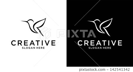 Hummingbird vector logo design. Bird vector logo design. Hummingbird vector logo design. Bird vector logo design. 142541342