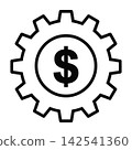 Dollar sign inside cogwheel icon symbolizing financial mechanism 142541360