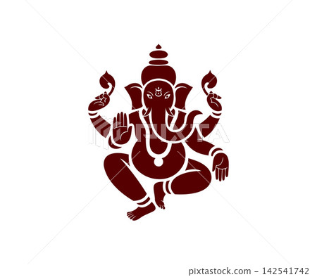 Lord Ganesha four arms silhouette illustration design Lord Ganesha four arms silhouette illustration design 142541742