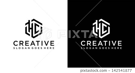 HC or CH letter logo design vector construction 142541877