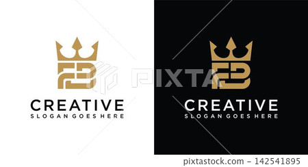 Initial letter FB or BF logo design with crown icon vector Initial letter FB or BF logo design with crown icon vector 142541895