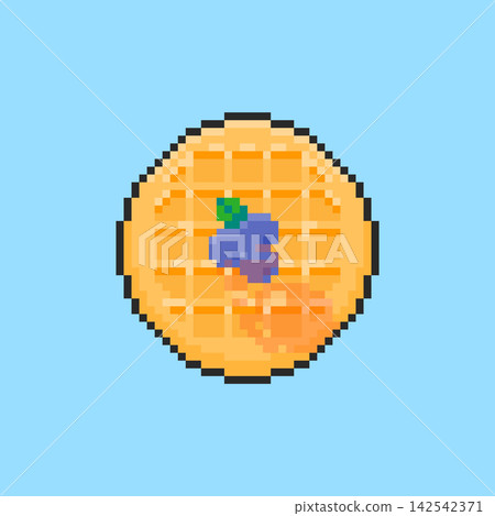 Pixel art Waffle with Blueberry Topping game asset design Pixel art Waffle with Blueberry Topping game asset design 142542371
