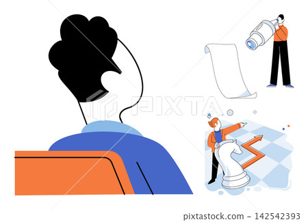 People looking at vision and planning business strategy vector illustration. Leadership, corporate growth, goal setting, professional development, future planning, success. Employees analyzing People looking at vision and planning business strategy vector illustration. Leadership, corporate growth, goal setting, professional development, future planning, success. Employees analyzing 142542393