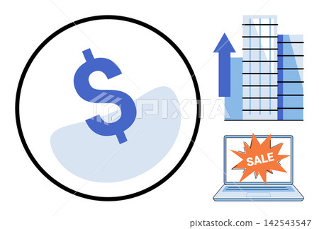 Financial growth and online sales icons vector illustration. Business development, market expansion, digital commerce, investment strategy, profit increase, retail marketing. Economic icons Financial growth and online sales icons vector illustration. Business development, market expansion, digital commerce, investment strategy, profit increase, retail marketing. Economic icons 142543547