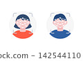 Illustration of facial recognition/biometric authentication scanning of male and female faces. 142544110