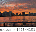 Sunset view from near Kachidoki Bridge in Kachidoki, and the former site of Tsukiji Market. 142544151