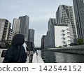 Kachidoki Canal and cluster of high-rise apartment buildings 142544152
