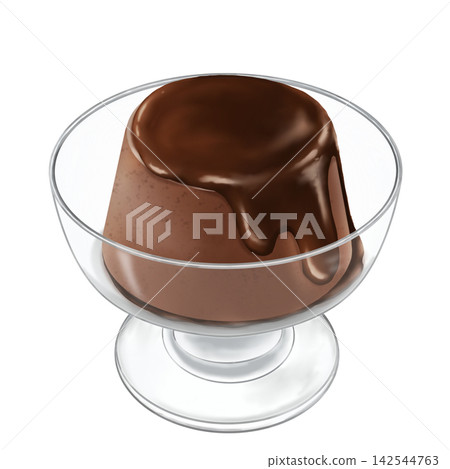 Chocolate pudding served in a parfait glass and topped with chocolate sauce. Chocolate pudding served in a parfait glass and topped with chocolate sauce. 142544763