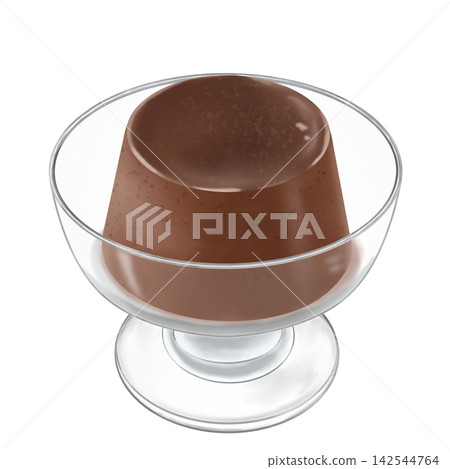 Chocolate pudding served in a parfait glass Chocolate pudding served in a parfait glass 142544764