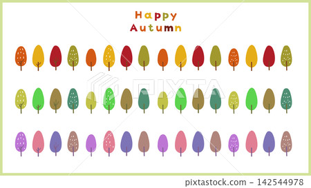 Colorful autumn tree line set Colorful autumn tree line set 142544978