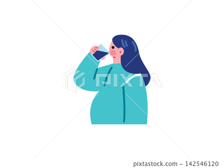 孕婦飲水的插圖 孕婦飲水的插圖 142546120