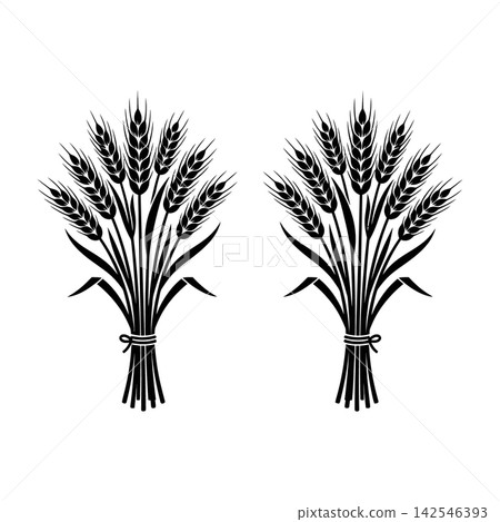 Black and White Wheat Ears Vector Set Black and White Wheat Ears Vector Set 142546393