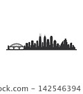 Chicago Skyline Silhouette with Bridges and Skyscrapers 142546394