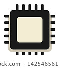 Top View Microprocessor Chip Icon Isolated on White Background 142546561