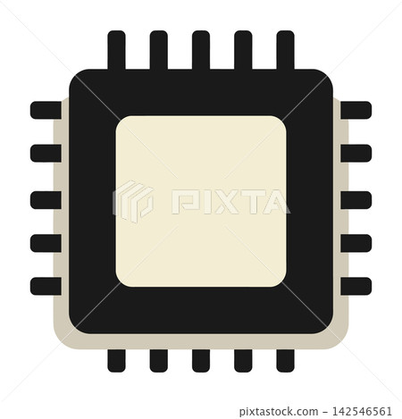 Top View Microprocessor Chip Icon Isolated on White Background Top View Microprocessor Chip Icon Isolated on White Background 142546561