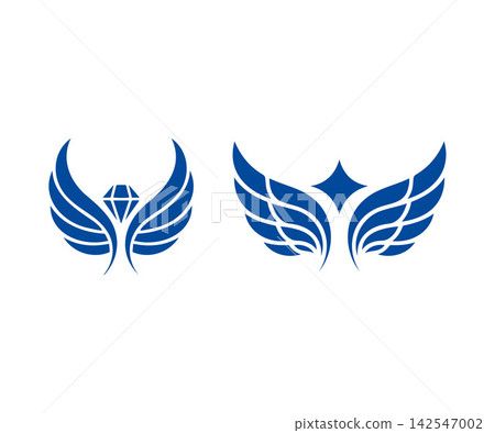 Blue wings logo set with diamond star Blue wings logo set with diamond star 142547002