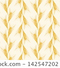 Wheat spikelet pattern vector seamless botanical sketch illustration with warm golden yellow and cream color palette for organic bakery packaging rustic eco textile bread shop branding and harvest bac 142547202