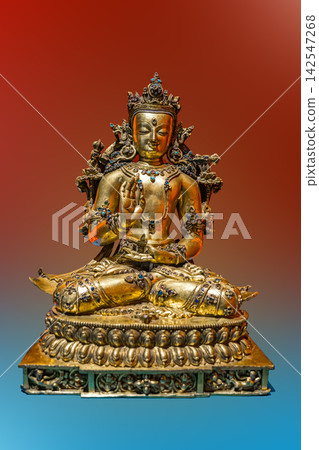Gilt copper Amoghasiddhi Buddha, 15 century Densatil style, Xizang Museum collection, China Gilt copper Amoghasiddhi Buddha, 15 century Densatil style, Xizang Museum collection, China 142547268