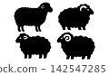 A set of fluffy sheep illustrations in various poses 142547285
