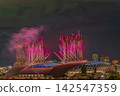 Fireworks were launched at Peace Wing Hiroshima during breaks in the game. 142547359