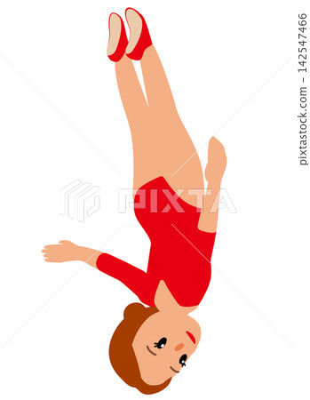 Illustration of female athletes competing in a sports competition - Trampoline athlete performing 02 Illustration of female athletes competing in a sports competition - Trampoline athlete performing 02 142547466