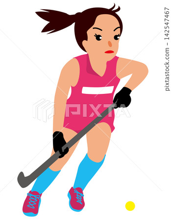 女子運動員參加體育比賽的插圖 - 曲棍球運動員比賽 01 女子運動員參加體育比賽的插圖 - 曲棍球運動員比賽 01 142547467