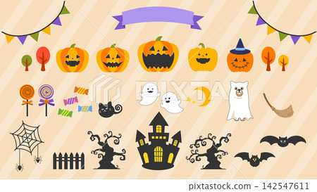 Halloween illustration material set Halloween illustration material set 142547611