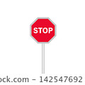 minimalist red stop road safety sign icon for transportation 142547692