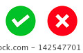 Green tick and red cross circles vector icon graphic design 142547701