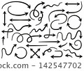 Hand drawn arrows vector set sketch line navigation elements 142547702