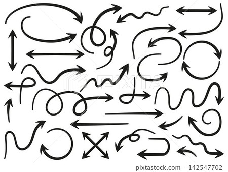 Hand drawn arrows vector set sketch line navigation elements Hand drawn arrows vector set sketch line navigation elements 142547702