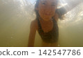 Young girl swimming underwater in thermal water 142547786
