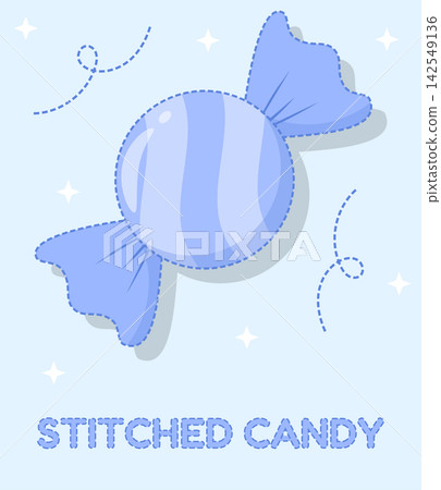 Pastel Periwinkle Blue Stitched Candy Illustration 142549136