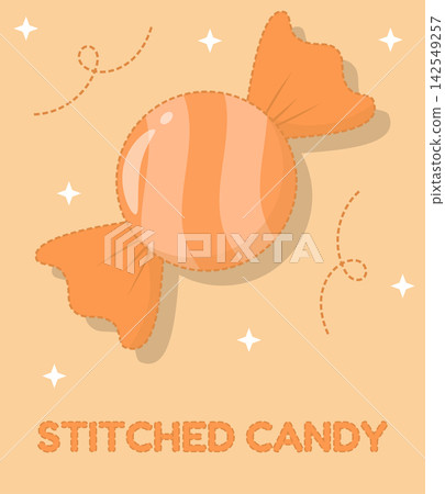 Pastel Orange Stitched Candy Illustration with Cute Craft Style Pastel Orange Stitched Candy Illustration with Cute Craft Style 142549257