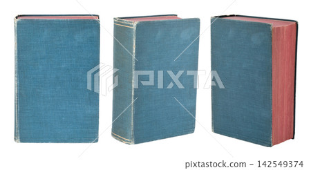 Set of ancient books standing upright and shown from different sides, isolated on transparent background. Vintage historical book collection for literature, education and publishing concepts Set of ancient books standing upright and shown from different sides, isolated on transparent background. Vintage historical book collection for literature, education and publishing concepts 142549374