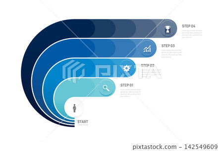 4 step Business infographic roadmap template with icons elements vector illustration. 4 step Business infographic roadmap template with icons elements vector illustration. 142549609