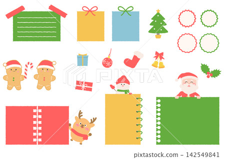 Cute Christmas frame illustration set Cute Christmas frame illustration set 142549841