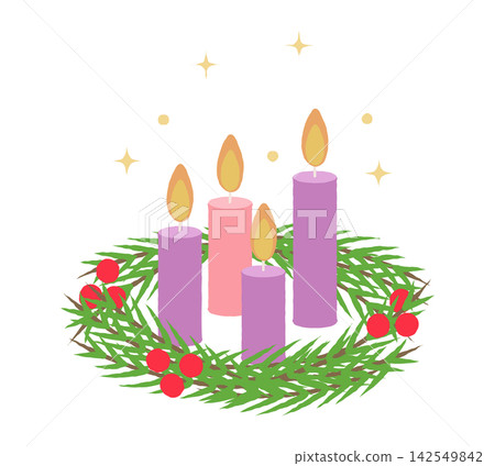 Cute Advent candle illustration Cute Advent candle illustration 142549842