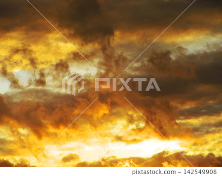 （埼玉縣河口市附近）美麗的緋紅夕陽景色 142549908