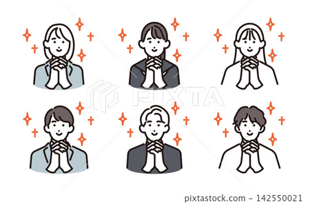 簡筆畫:一組6名眼神閃亮、充滿期待的男女學生(向量圖) 簡筆畫:一組6名眼神閃亮、充滿期待的男女學生(向量圖) 142550021