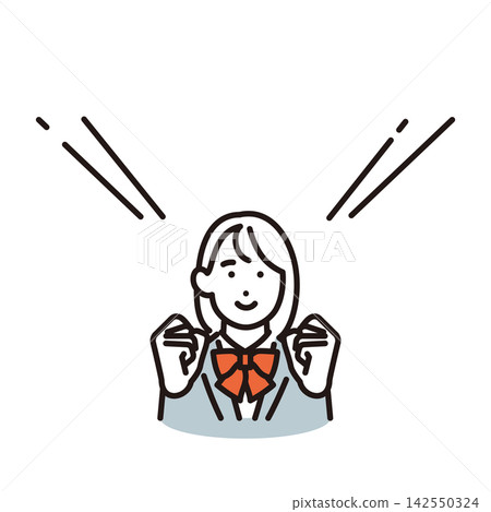 Simple illustration: Vector illustration of female students encouraging everyone to do their best. Simple illustration: Vector illustration of female students encouraging everyone to do their best. 142550324