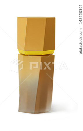 Golden angular perfume bottle representing luxury fragrance Golden angular perfume bottle representing luxury fragrance 142550595